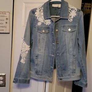 Chico's Jean jacket w embroidery
